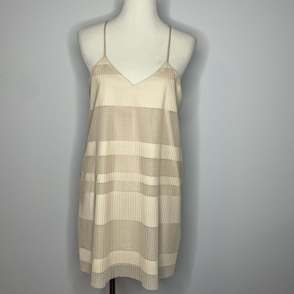Shasta- Tan Dress with Overlayed Patterns